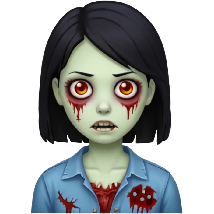 zombie girl with black hair emoji