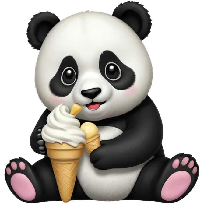 Panda eating ice cream emoji