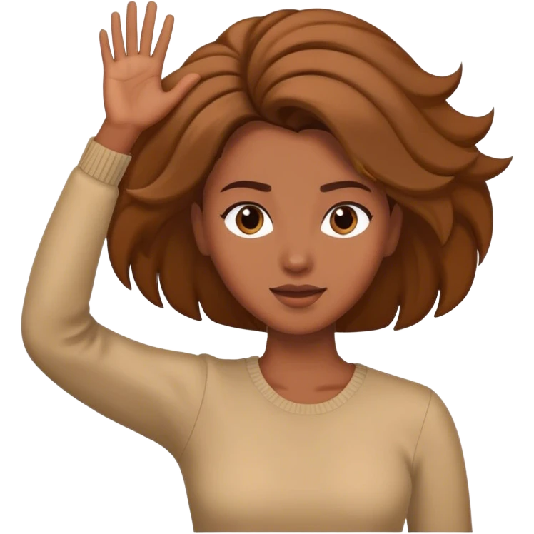 Woman flicking hair with hand emoji