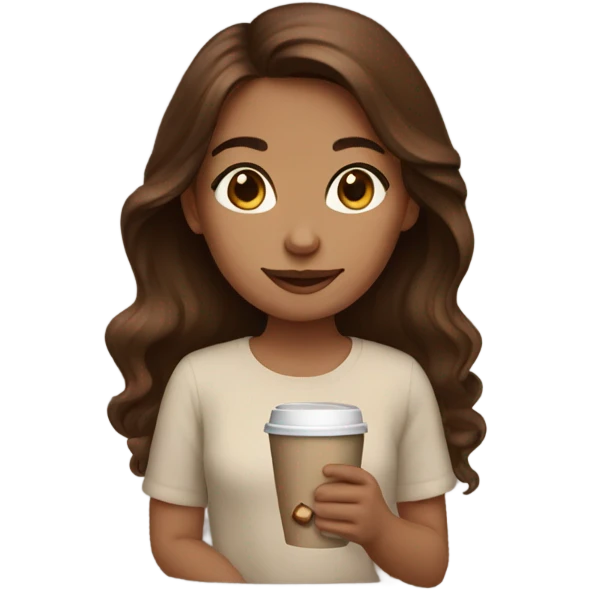 Brown hair girl with coffee emoji