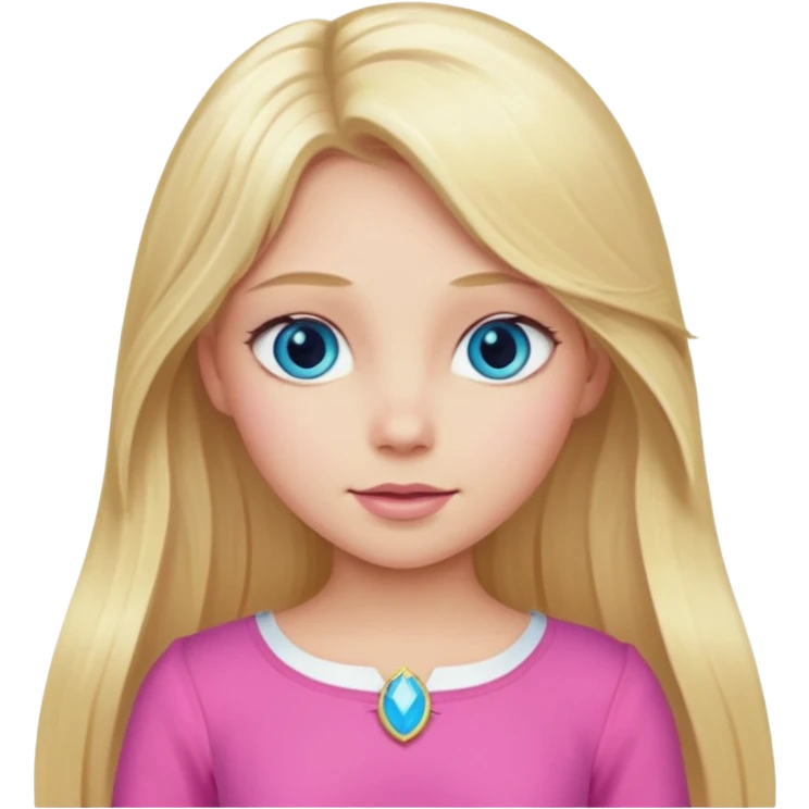 Aurora with long blonde hair, blue eyes, pink outfit emoji