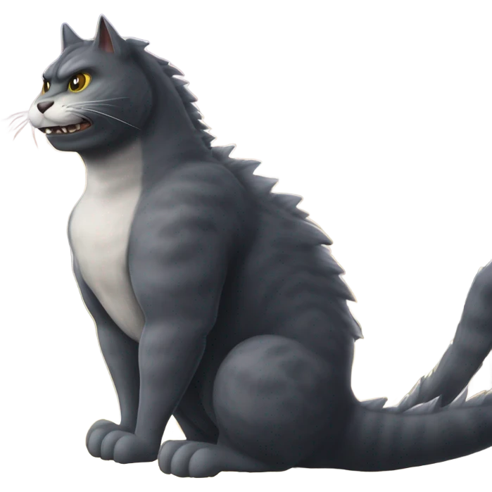 cat godzilla like taking over city emoji
