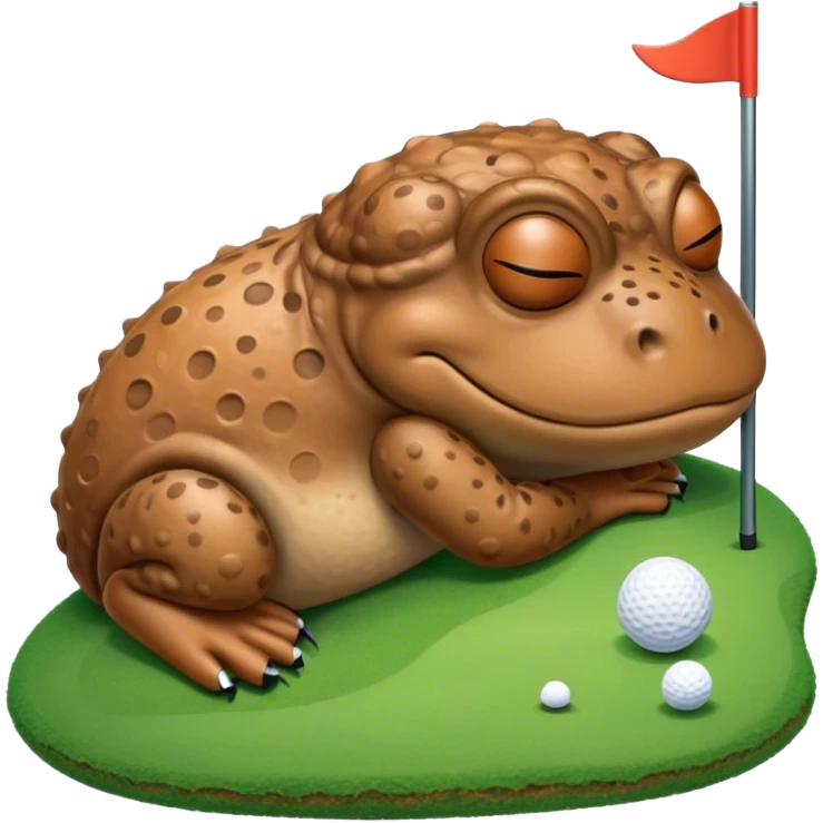 Want an image of the cartoon bufo meme sleeping, dreaming of himself golfing  emoji