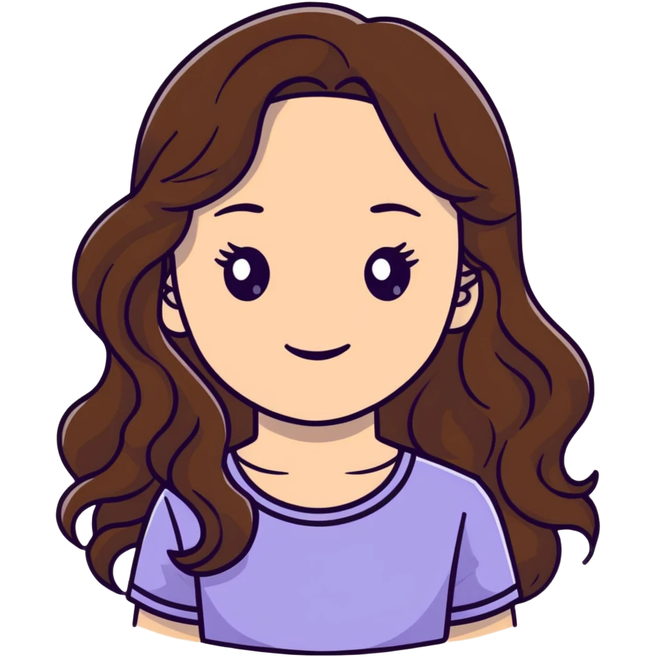 girl with long wavy brown hair and fair skin emoji