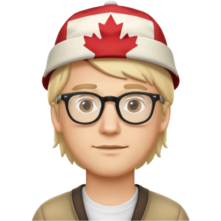 white guy blonde hair with glasses wearing canada hat emoji