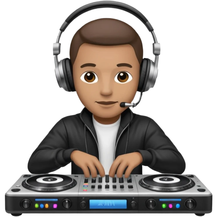Dj playing music on his dj stand (ios emoji style) emoji