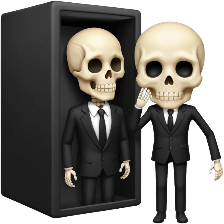 Skeloton Head With a Black Box over his eyes With standing Mogged in it  emoji