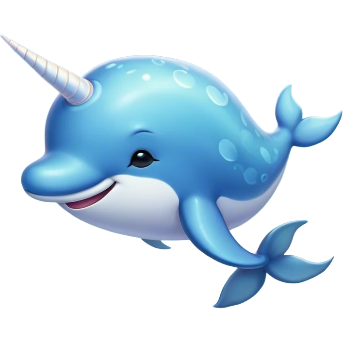Beautiful and Majestic Cute Narwhal Portrait Emoji, Head and body rendered in serene repose with a gentle, radiant smile, showcasing a streamlined, graceful form adorned with a luminous spiraled tusk and peacefully closed eyes, Simplified yet exquisitely endearing features, highly detailed, glowing with a soft, majestic ocean light, high shine, serene and utterly enchanting, stylized with an air of magical marine splendor, soft glowing outline, capturing the essence of a beautiful and majestic cute narwhal that embodies the quiet wonder of the deep blue! emoji