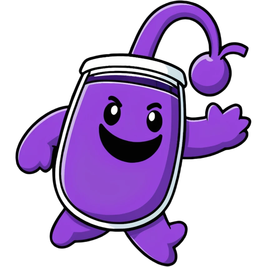 grape koolaid man bursting through wall emoji
