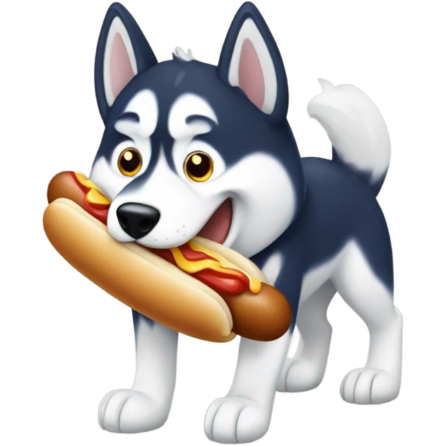husky eating a hot dog emoji