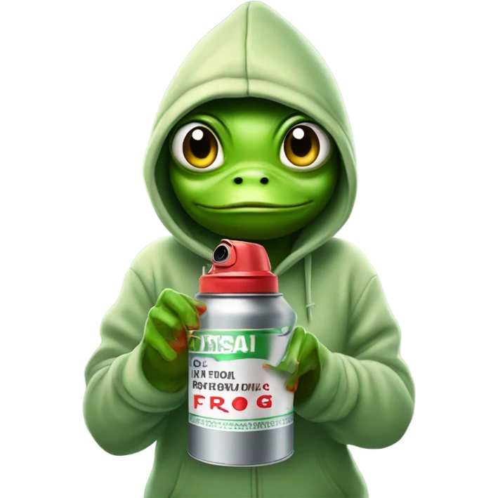 Beautiful female Frog in a hoodie with a can of spray paint  emoji