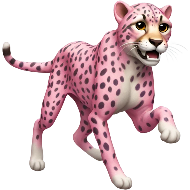 Realistic Pink cheetah running emoji