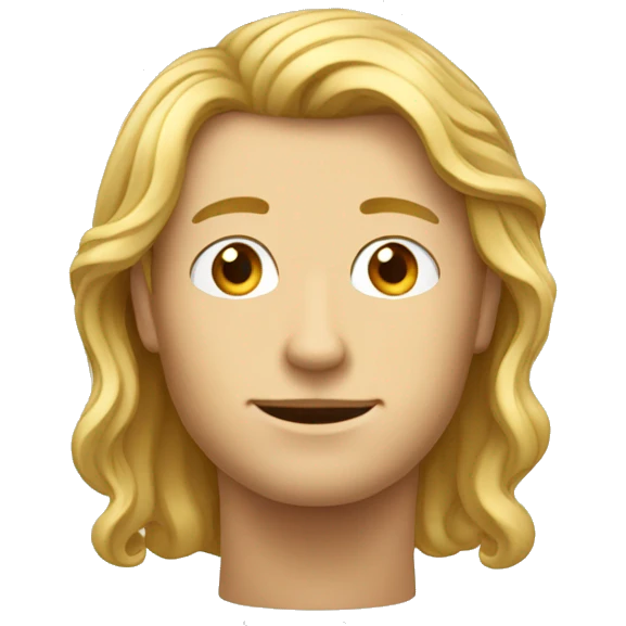 homme cheveux ondulee blond avec des yeux marron emoji