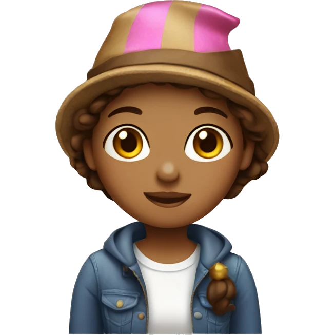 girl with brown hair in birthday hat emoji