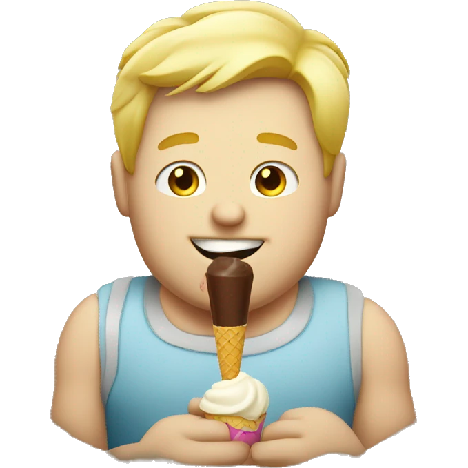 fat blond guy with icecream emoji