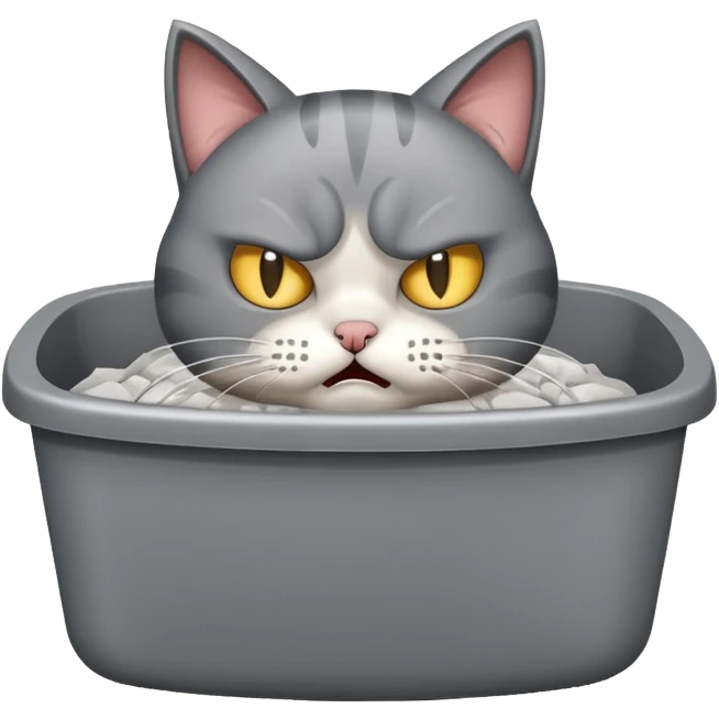 Angry cat in filthy litter box emoji