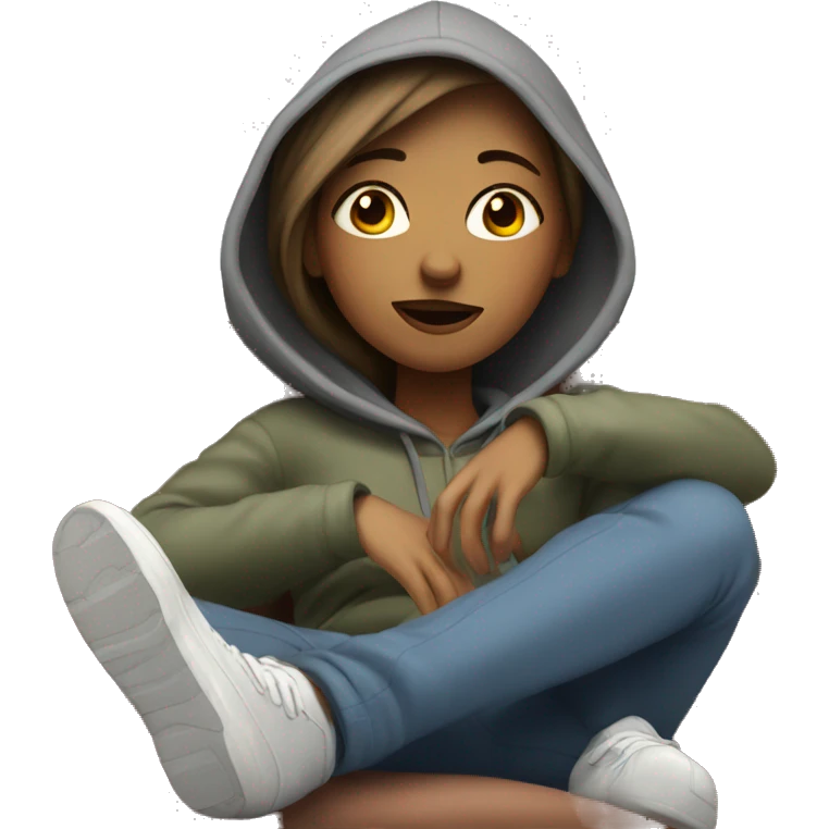 Girl wearing hoodie and chilling at the sofa emoji