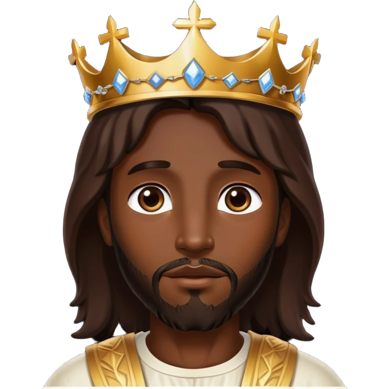 Dark skin christ Jesus with a shiny heavenly crown emoji