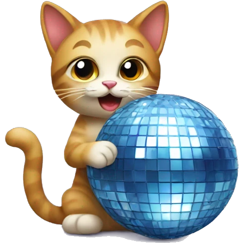 cat playing with disco ball emoji