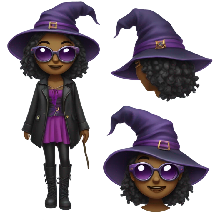 a girly witch wearing cool sunglasses emoji