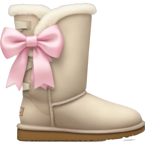 cute pale ugg boots with pale pink ribbon bow emoji