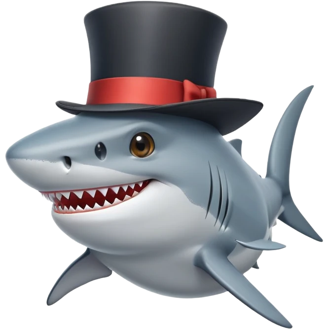 Shark with a top hat emoji