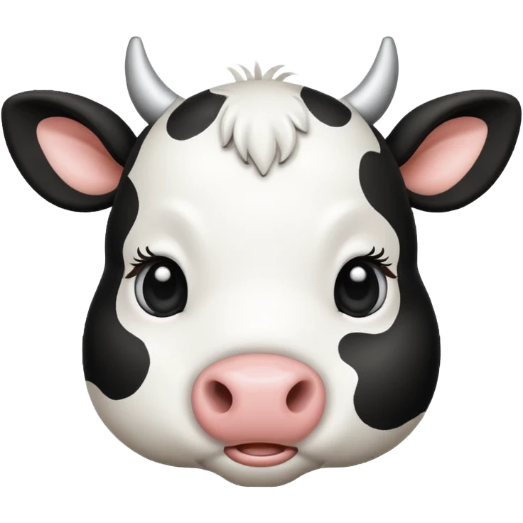 simple cute cow face, eyes of dot emoji