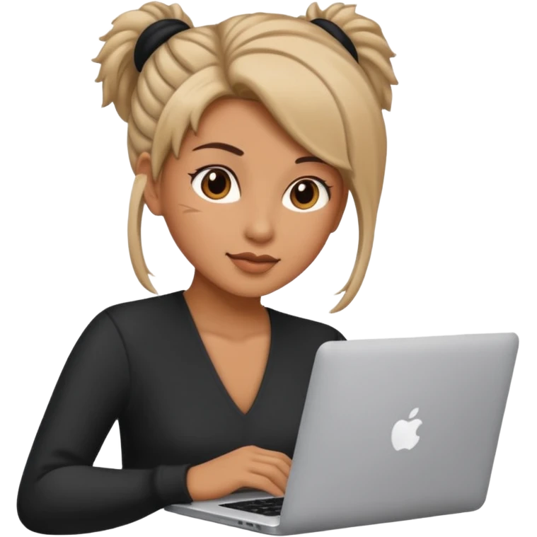 Women with laptop, different hair style. emoji