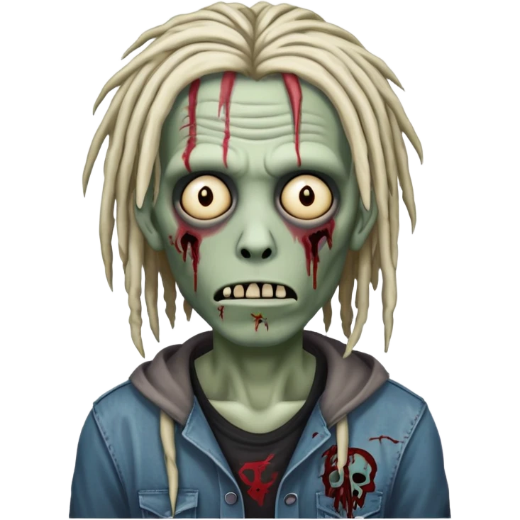 Emoji, Emo, zombie, locs written "CR" on his forehead  emoji