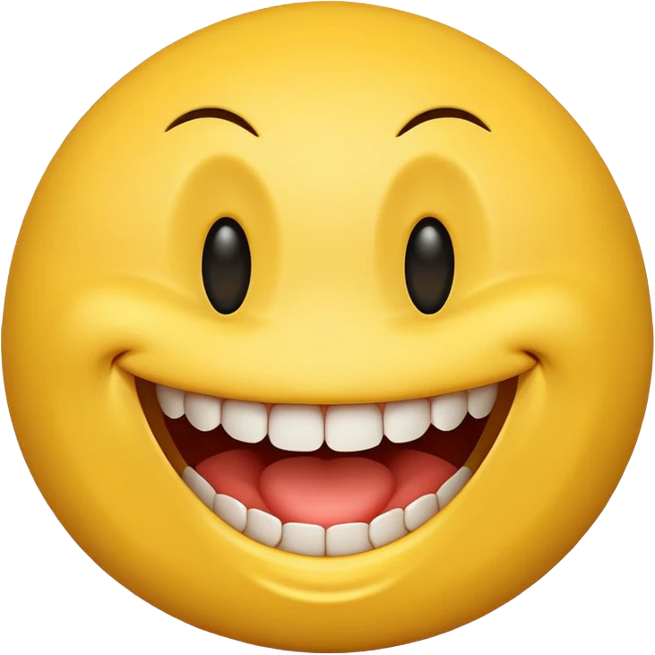 a yellow  smiley face with very big teeth like the trivago guy emoji