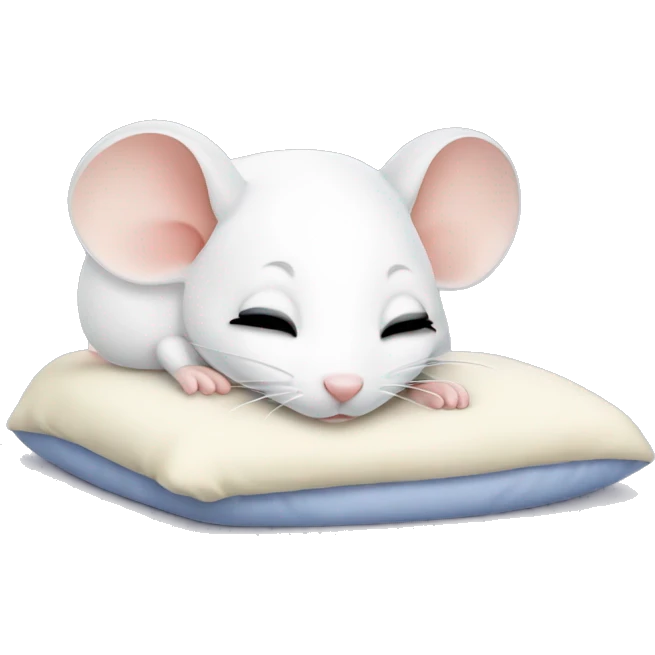 Cute little white mouse napping in bed emoji