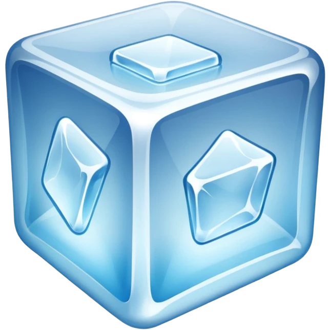 ice cube emoji, simple and shiny emoji