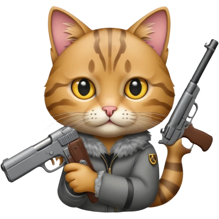 Cat holding a gun emoji