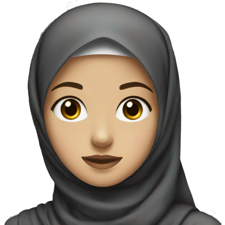 A Girl with hijab but neck showing and dark black Eyes and hijab black emoji