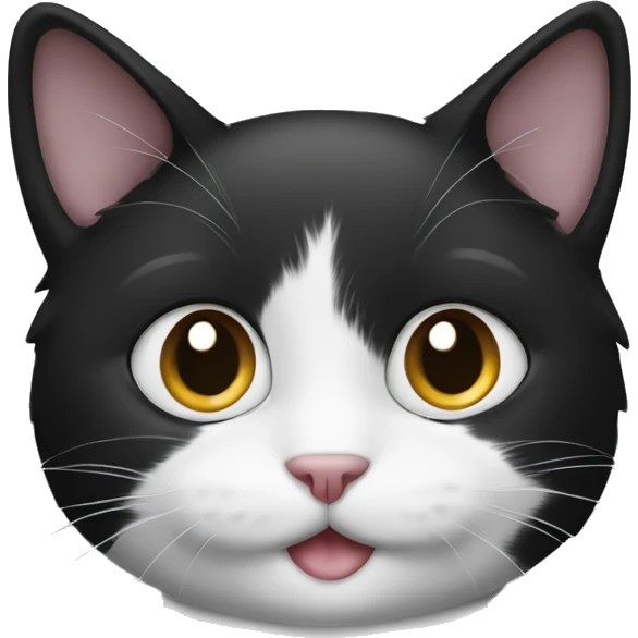 Black and white cat with only white mouth emoji