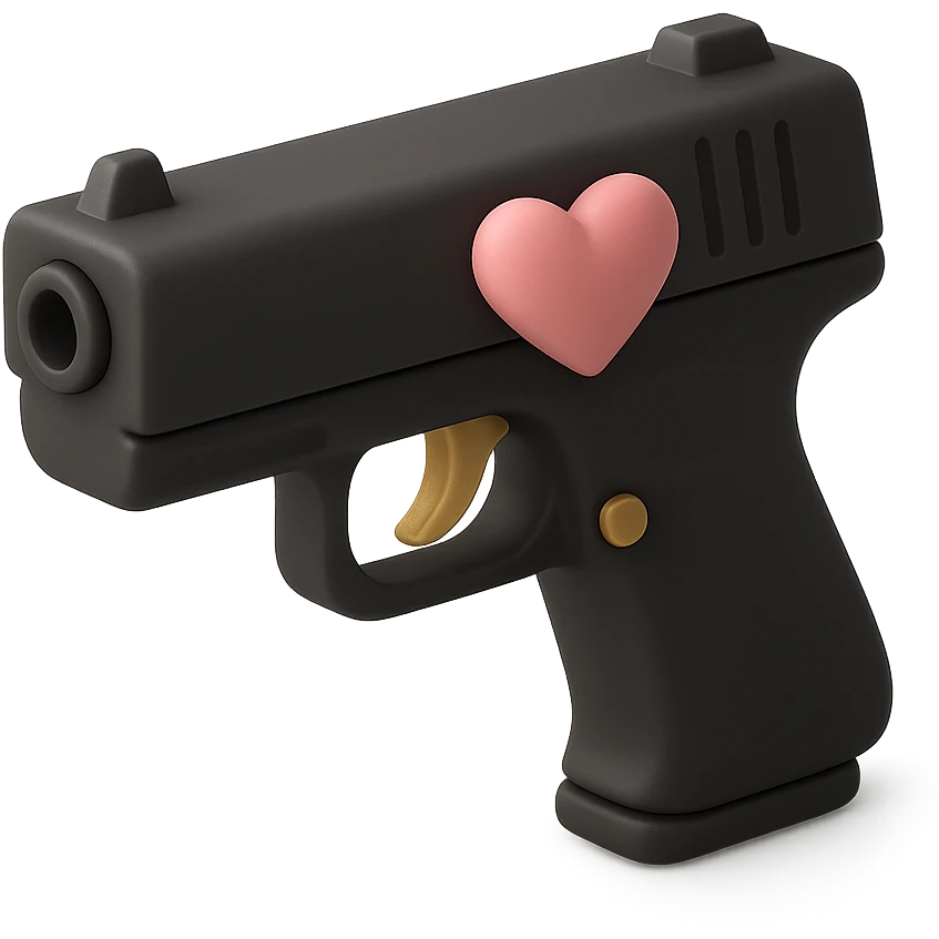 Pink heart pistol, remove background emoji