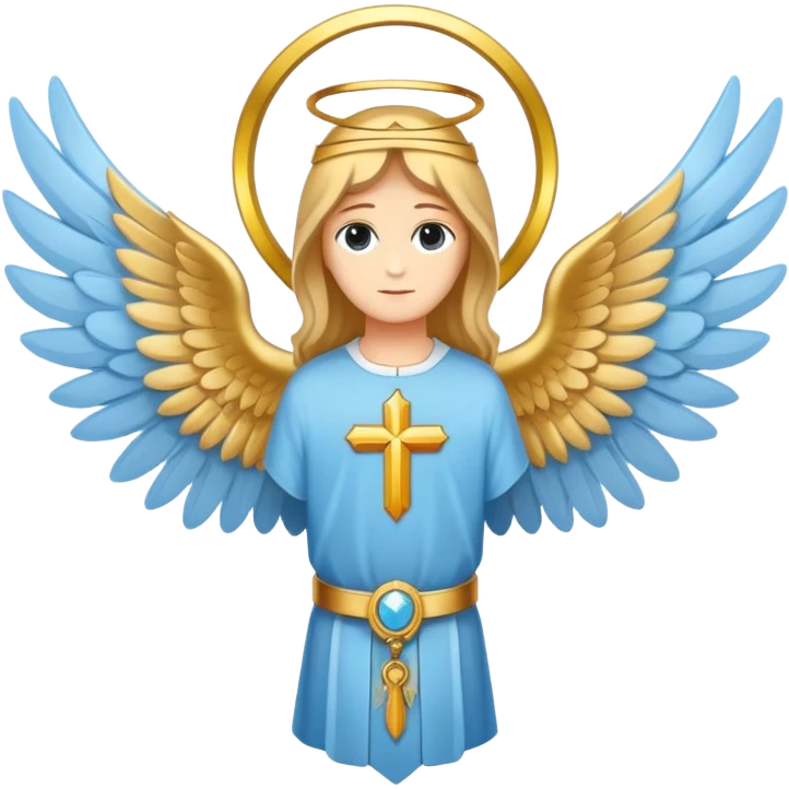 holy saint emblem with light blue wings and golden halo emoji