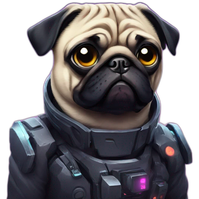 A pug in cyberpunk space emoji