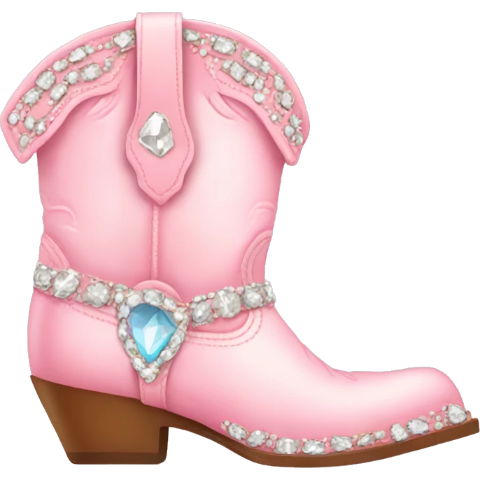 Light pink cowgirl boot with gems emoji