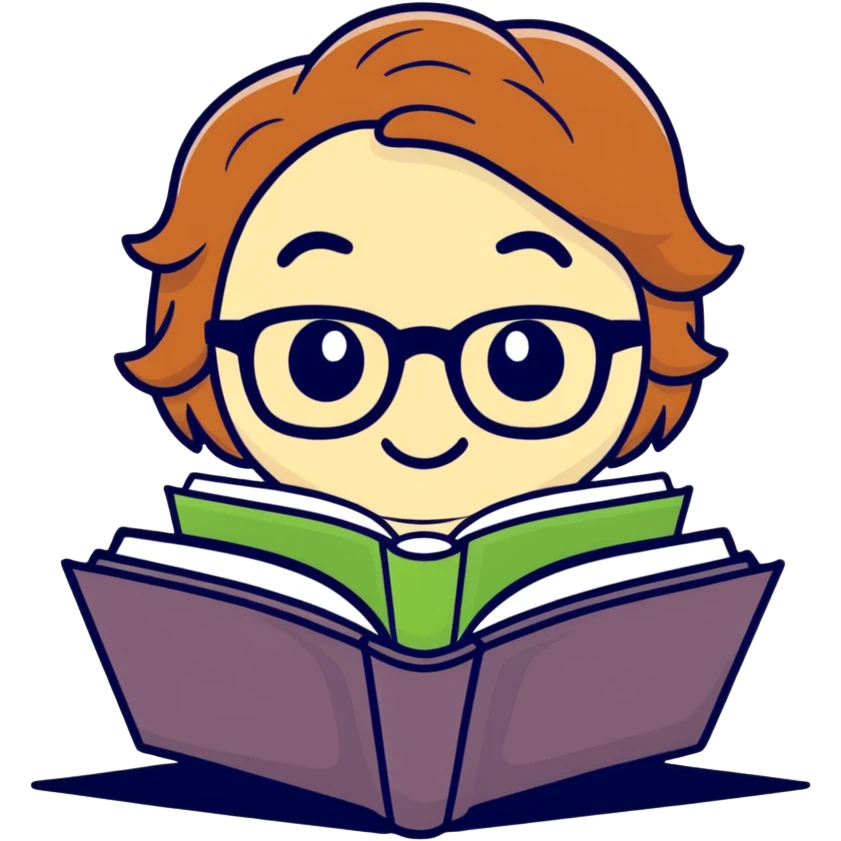 cute green bookworm character with glasses reading a book emoji