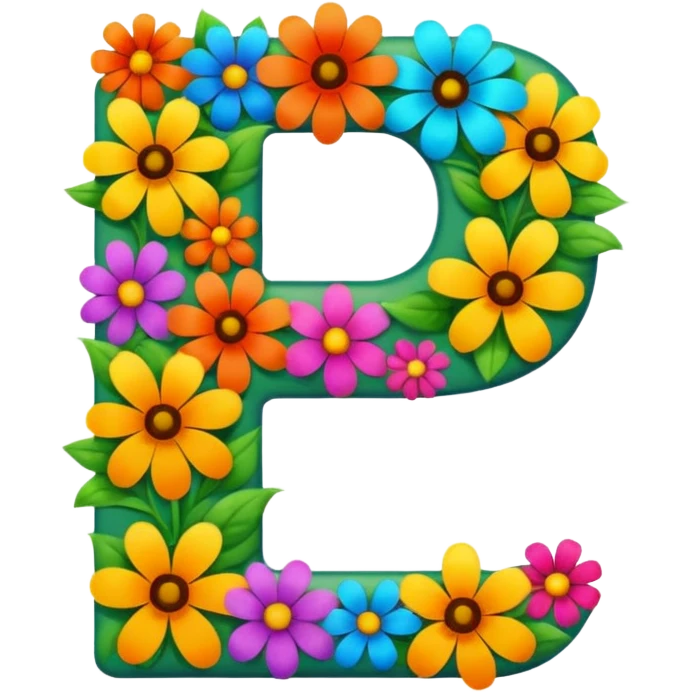 clear bold number 7 densely covered with large vibrant colorful flowers emoji