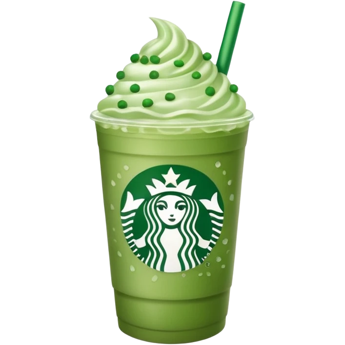iced matcha starbucks latte with green sprinkles emoji