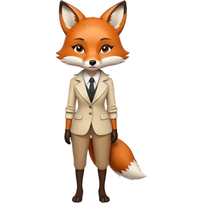 serious anthropomorphised female fox in stylish outfit, no sunglasses, very sad and crying, looking to the left, full-body view emoji