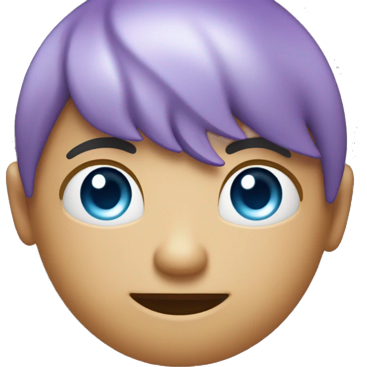 Design an emoji for Oria with a circular face, soft purple-blue gradients, a cheerful smile, sparkly eyes, and a glowing halo or orbiting dots. Add a stylized “O” and subtle circuit patterns to reflect its AI-powered identity. emoji