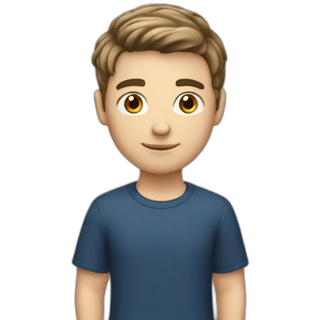 a white male student with very short brown hair with hairstyle French crop emoji