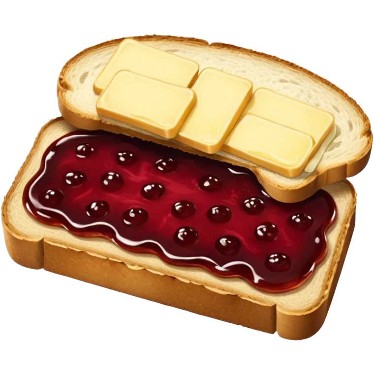 make a 2 slice of bread with butter and jam on top of it with not face emoji