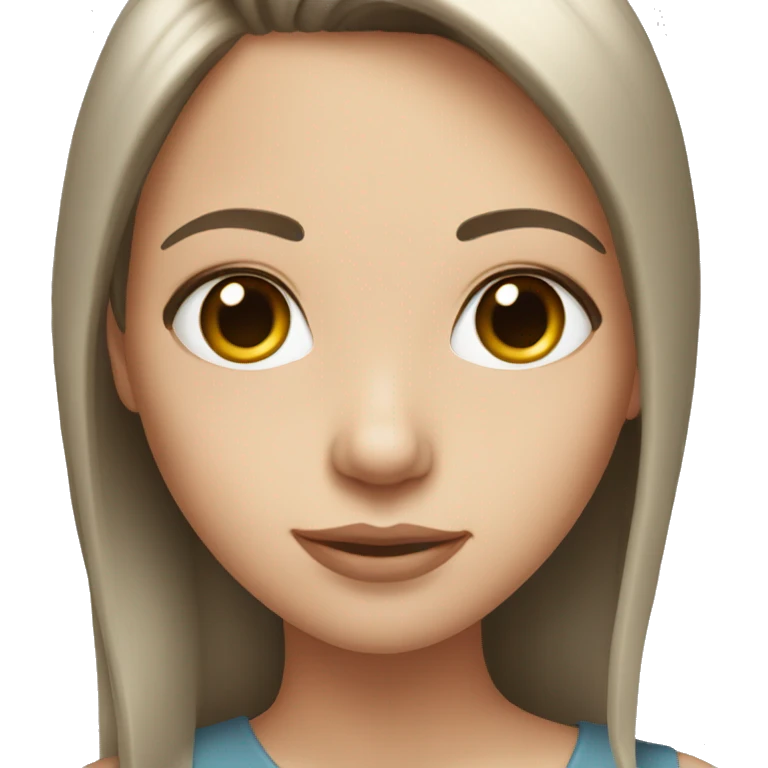 White brunette girl with straight and a pretty face emoji