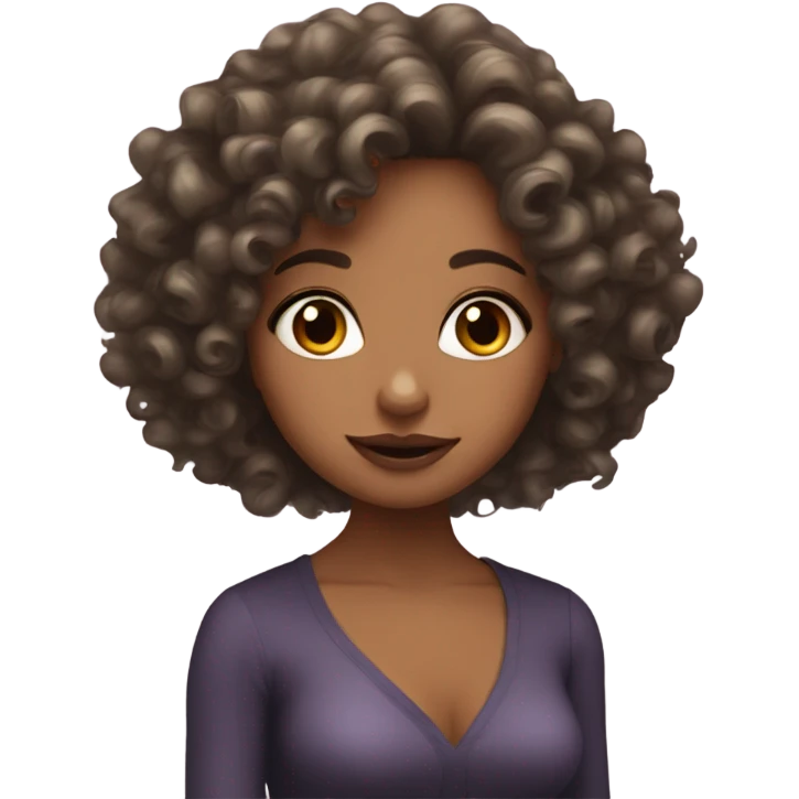 Coquette girl with curly hair emoji