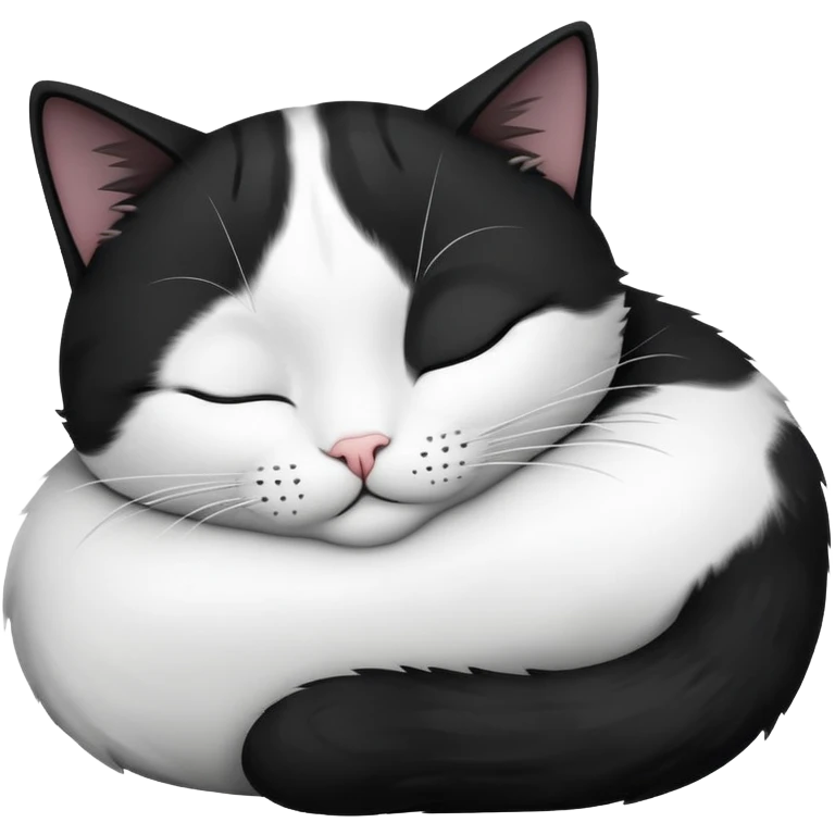 Black and white Devon cat sleeping emoji