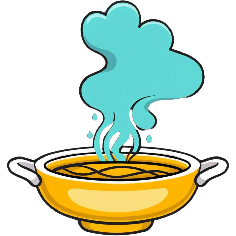 gourmet dish with steam and aroma waves emoji